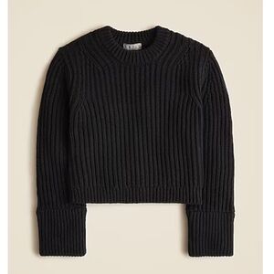 J. Crew Black Ribbed Crew Neck Sweater